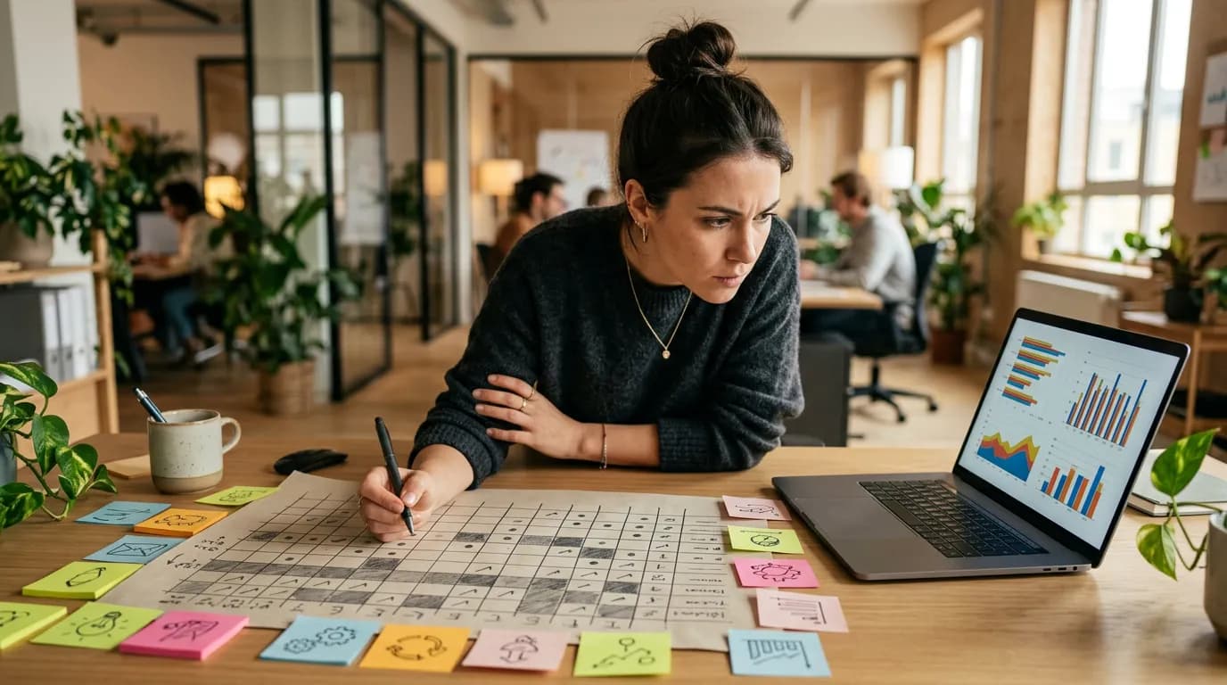 Imagen ilustrativa sobre matriz de decisión startup